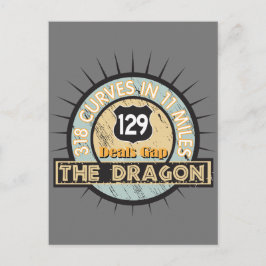 Motorradstraße - der Drache geht die Lücke Postkarte