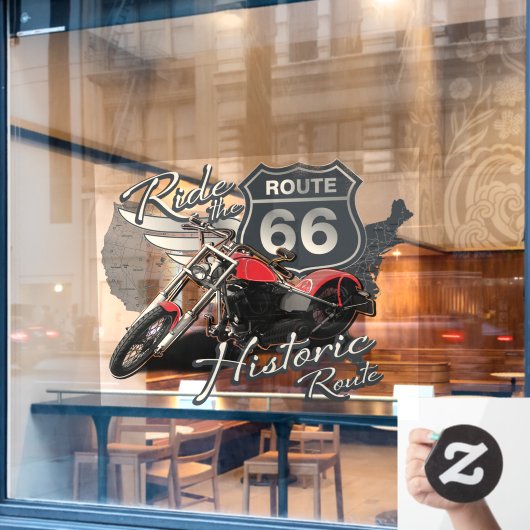 Motorradtour Historische Route 66 Business Shop Fensteraufkleber (Café-Fenster)