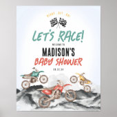 Motorradwagen Babydusche Begrüßungszeichen Poster (Vorne)