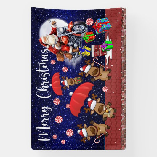 Motorradweihnacht im Innen- oder Außenbereich Banner (Vertikal)