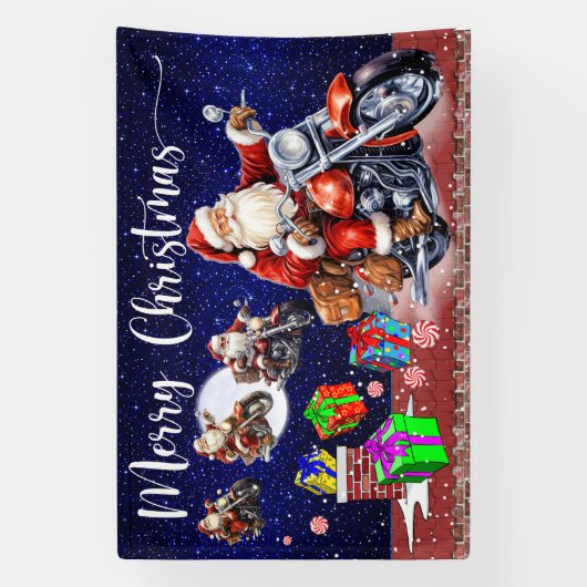 Motorradweihnacht im Innen- oder Außenbereich Banner (Vertikal)