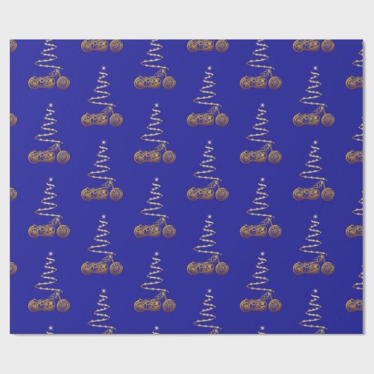 Motorradweihnachtsfest mit goldenem Fahrrad und Ba Geschenkpapier (Flach)