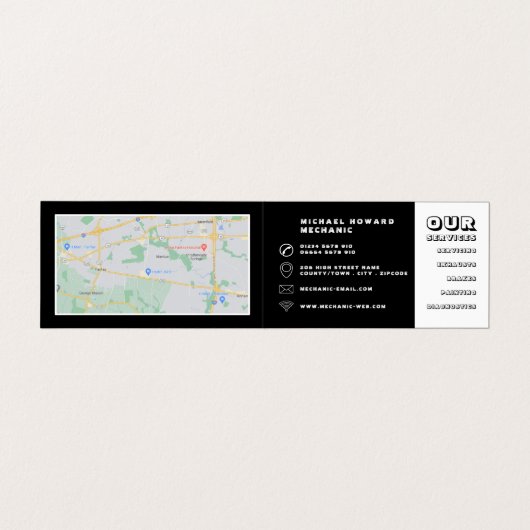 Motorradwerkstatt, Mechanik und Reparatur, im Deta Visitenkarten (Innenseite Aufgefaltet)