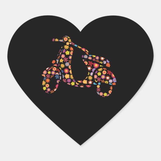 Motorroller-Blume Herz-Aufkleber (Vorderseite)