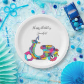 Motorroller mit Rainbow-Motorroller Pappteller (Party)