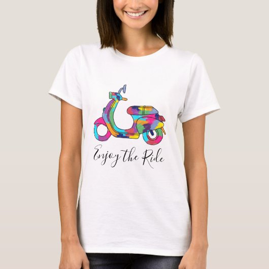 Motorroller mit Rainbow-Motorroller T-Shirt (Vorderseite)
