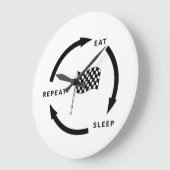 Motorsport aß Sleep Wiederholung Sportfan Sprichwo Große Wanduhr (Winkel)