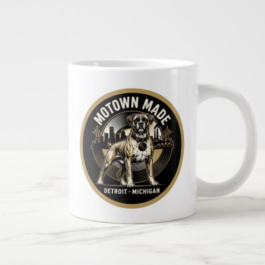 Motown Made Detroit Boxer Dog Labor & Music Pride Jumbo-Tasse (Rechts)