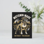 Motown Made Detroit Boxer Dog Labor & Music Pride  Postkarte (Stehend Vorderseite)