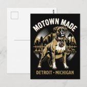 Motown Made Detroit Boxer Dog Labor & Music Pride  Postkarte (Vorne/Hinten)