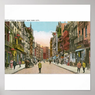Mott Street, CHINATOWN, New York City (Vintag) Poster