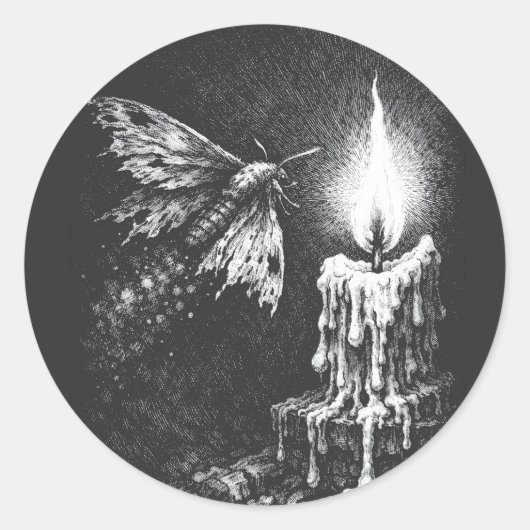 Motte zur Flamme — von BurnsInHell Runder Aufkleber (Vorderseite)