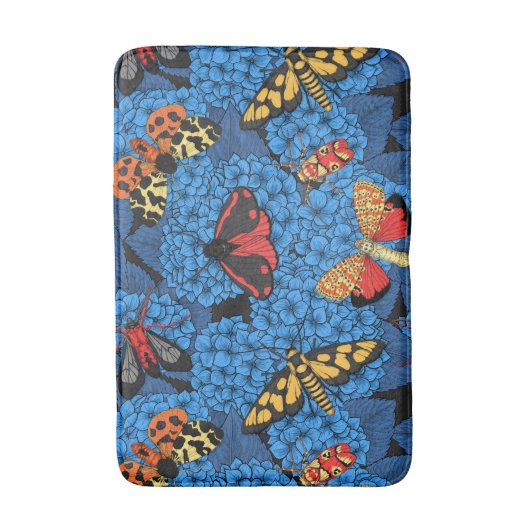 Motten auf blauem Hydrangea Badematte (Vorderseite Vertikal)