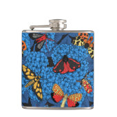 Motten auf blauem Hydrangea Flachmann (Vorderseite)