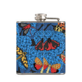 Motten auf blauem Hydrangea Flachmann (Rückseite)