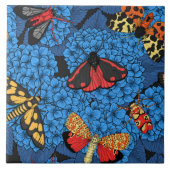 Motten auf blauem Hydrangea Fliese (Vorderseite)