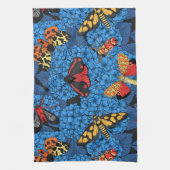 Motten auf blauem Hydrangea Geschirrtuch (Vertikal)