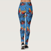 Motten auf blauem Hydrangea Leggings (Rückseite)