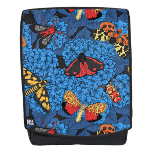 Motten auf blauem Hydrangea Rucksack