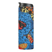 Motten auf blauem Hydrangea Thermosbecher (Nach rechts gedreht)