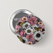 Motten auf der Blume mischen in Rosa und Grau Button (Vorne & Hinten)