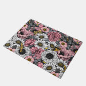 Motten auf der Blume mischen in Rosa und Grau Fußmatte (Schrägansicht)