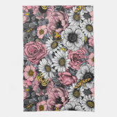 Motten auf der Blume mischen in Rosa und Grau Geschirrtuch (Vertikal)
