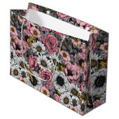 Motten auf der Blume mischen in Rosa und Grau Große Geschenktüte (Vorderseite Schrägansicht)