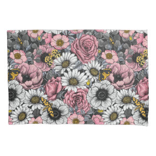 Motten auf der Blume mischen in Rosa und Grau Kissenbezug