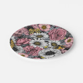 Motten auf der Blume mischen in Rosa und Grau Pappteller (Schrägansicht)