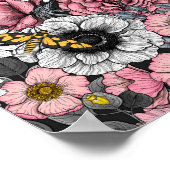 Motten auf der Blume mischen in Rosa und Grau Poster (Ecke)
