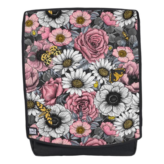 Motten auf der Blume mischen in Rosa und Grau Rucksack (Vorderseite)