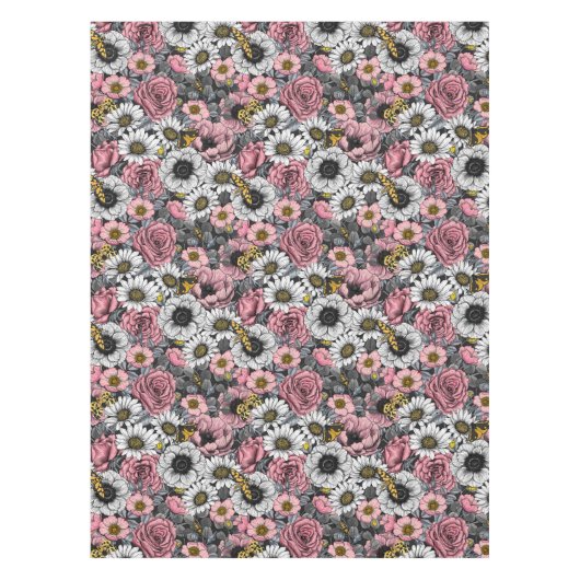 Motten auf der Blume mischen in Rosa und Grau Tischdecke (Vorderseite)