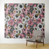 Motten auf der Blume mischen in Rosa und Grau Wandteppich (Beispiel (Horizontal))