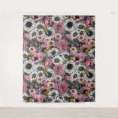 Motten auf der Blume mischen in Rosa und Grau Wandteppich (Vorderseite)