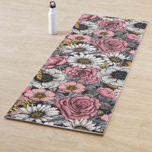 Motten auf der Blume mischen in Rosa und Grau Yogamatte