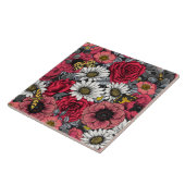 Motten auf der Blume mischen in Rot und Grau Fliese (Seite)