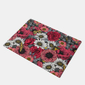 Motten auf der Blume mischen in Rot und Grau Fußmatte (Schrägansicht)