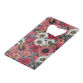 Motten auf der Blume mischen in Rot und Grau Geldbeutel Flaschenöffner (Vorderseite Schrägansicht)