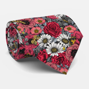 Motten auf der Blume mischen in Rot und Grau Krawatte