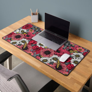 Motten auf der Blume mischen in Rot und Grau Schreibtischunterlage