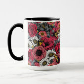 Motten auf der Blume mischen in Rot und Grau Tasse (Links)