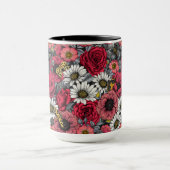 Motten auf der Blume mischen in Rot und Grau Tasse (Zentrum)
