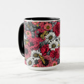 Motten auf der Blume mischen in Rot und Grau Tasse (Vorderseite Links)