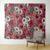 Motten auf der Blume mischen in Rot und Grau Wandteppich (Beispiel (Horizontal))