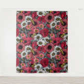Motten auf der Blume mischen in Rot und Grau Wandteppich (Vorderseite)