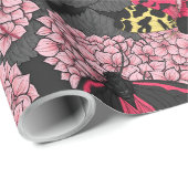 Motten auf rosa Hydrangea Geschenkpapier (Rolleneckpunkt)