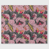 Motten auf rosa Hydrangea Geschenkpapier (Flach)