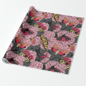 Motten auf rosa Hydrangea Geschenkpapier (Ungerollt)