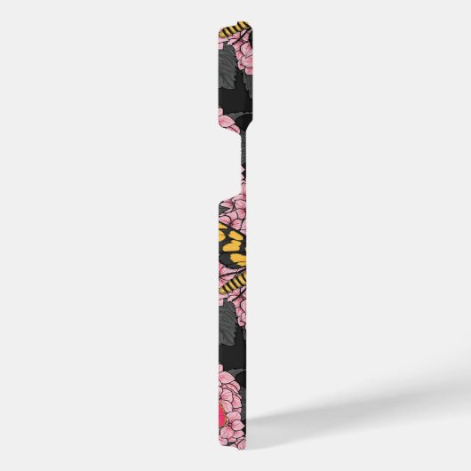 Motten auf rosa Hydrangea iPhone Hülle (Rechte Seite)